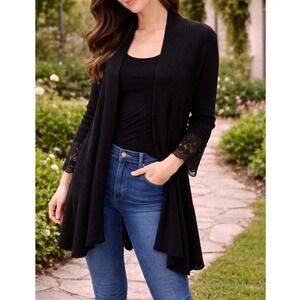Inc Black lace accents dark romantic thick Cardigan size M whimsigoth